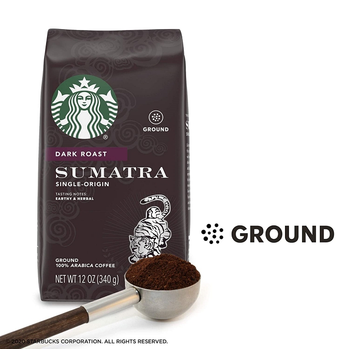 cà phê starbucks rang xay sẵn nguyên chất 100% arabica coffee, sumatra dark 340g (usa) 4