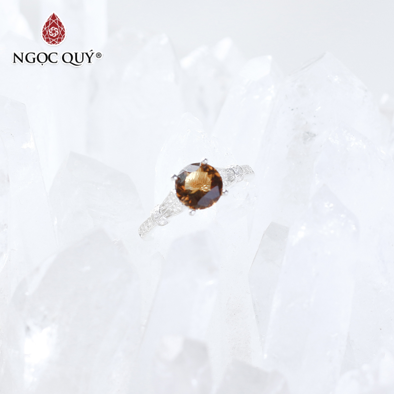[HCM]Nhẫn bạc nữ đá Citrine mệnh thổ kim - Ngọc Qúy Gemstones