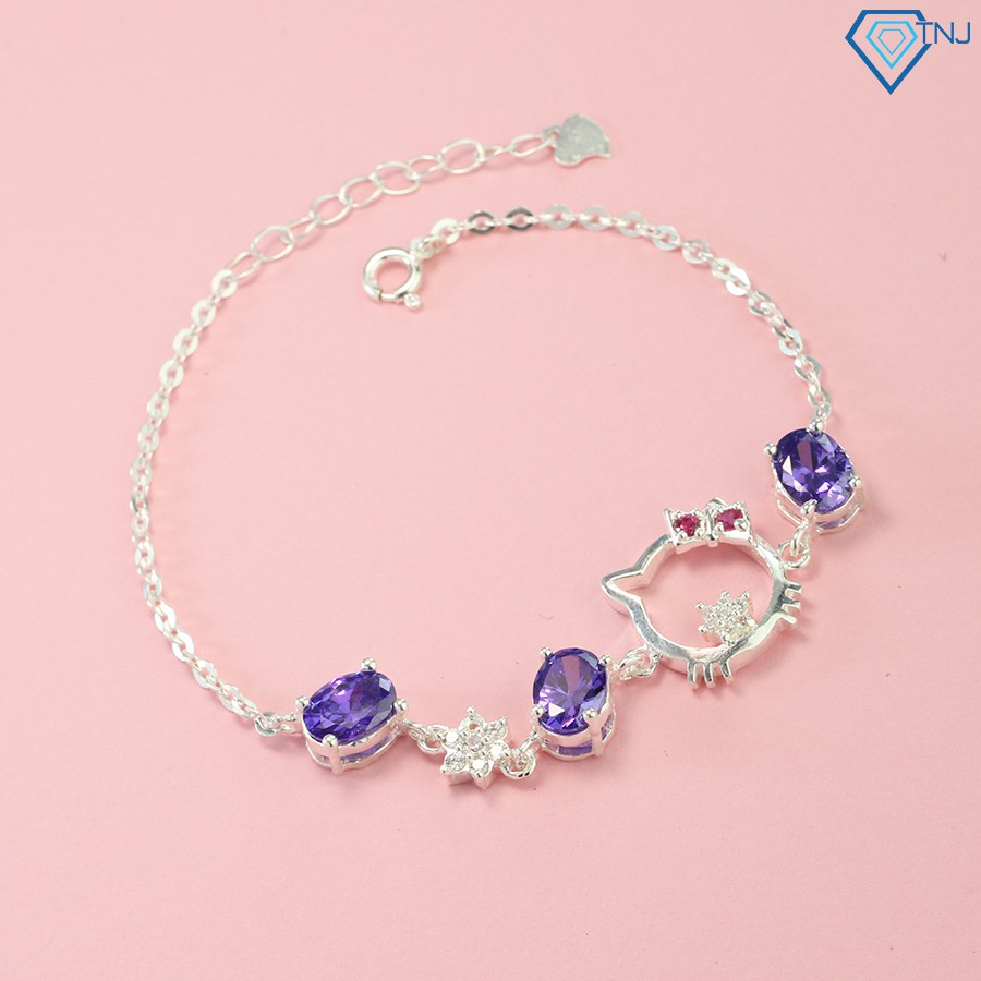 Vòng tay nữ bạc đính đá hình mèo hello kitty dễ thương ltn0089 - trang sức tnj