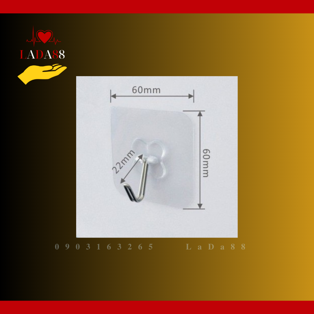 Móc Dán Tường Siêu Dính Trong Suốt Chịu Lực Tốt Treo Tường Chắc Chắn 6x6 cm