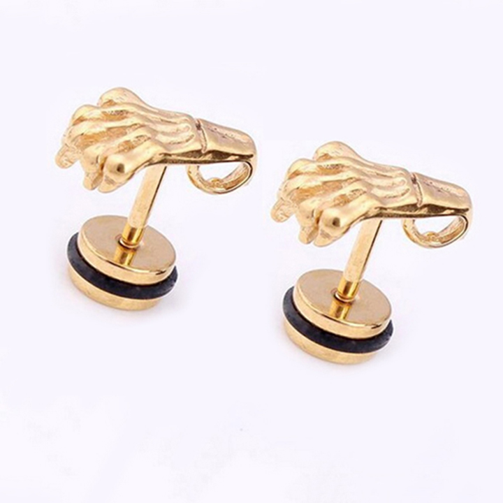 [Hoàn tiền 6%]Bông tai nam inox thời trang kiểu móng vút trangsucpt màu mạ vàng trangsucpt thép không gỉ PTLTNA139