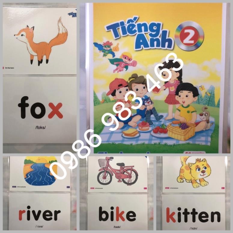 Bộ 72 Thẻ Flashcard Tiếng anh lớp 2 - macmillan- ép plastics
