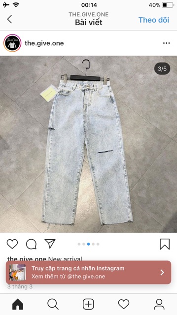 ☀️ Baggy Jeans Ống Suông Lưng Cao Rách 2PT