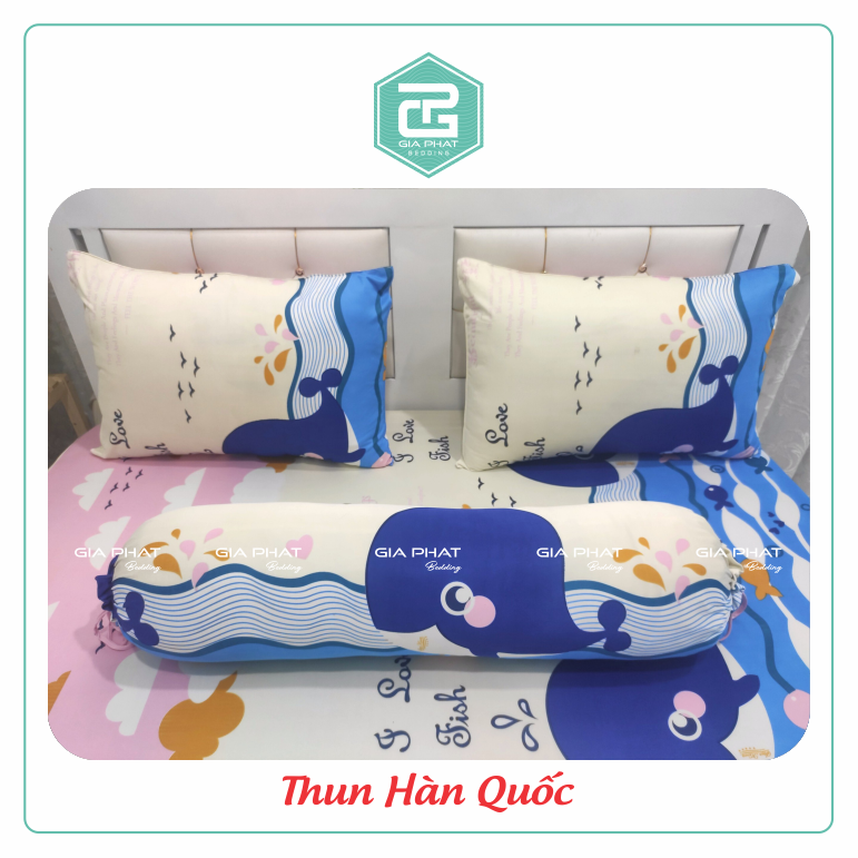 Bộ ga giường Thun Lạnh Hàn Quốc 4 món  (1 ga bọc + 2 vỏ gối nằm + 1 vỏ gối ôm)