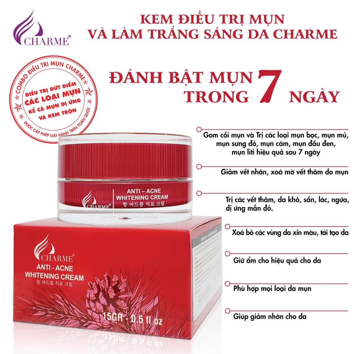 [HCM]Kem face thông đỏ charm