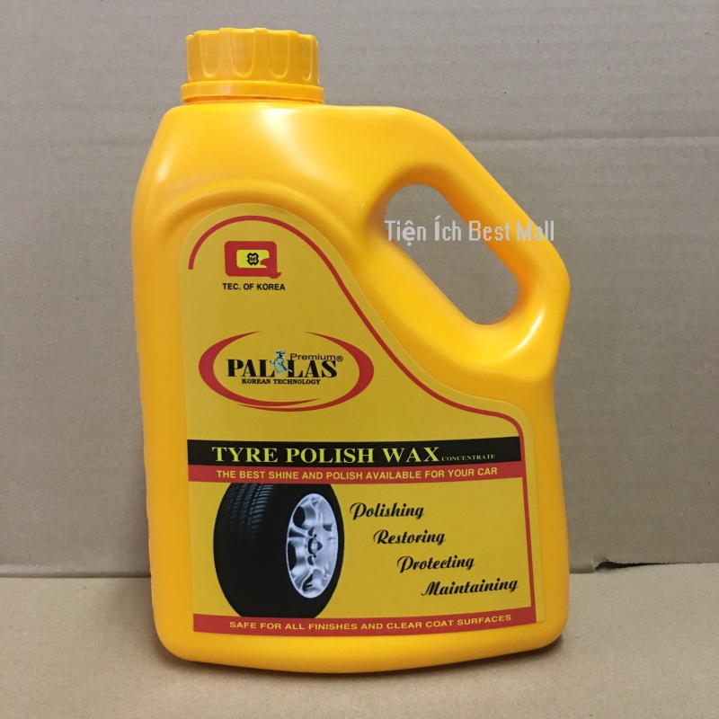 PALLAS Tyre polish wax 1.5L. Dung dịch đánh bóng lốp xe, Wax đánh bóng vỏ xe (lốp xe), bảo dưỡng các loại bánh xe ô tô, xe hơi, xe tải, xe khách P-1501
