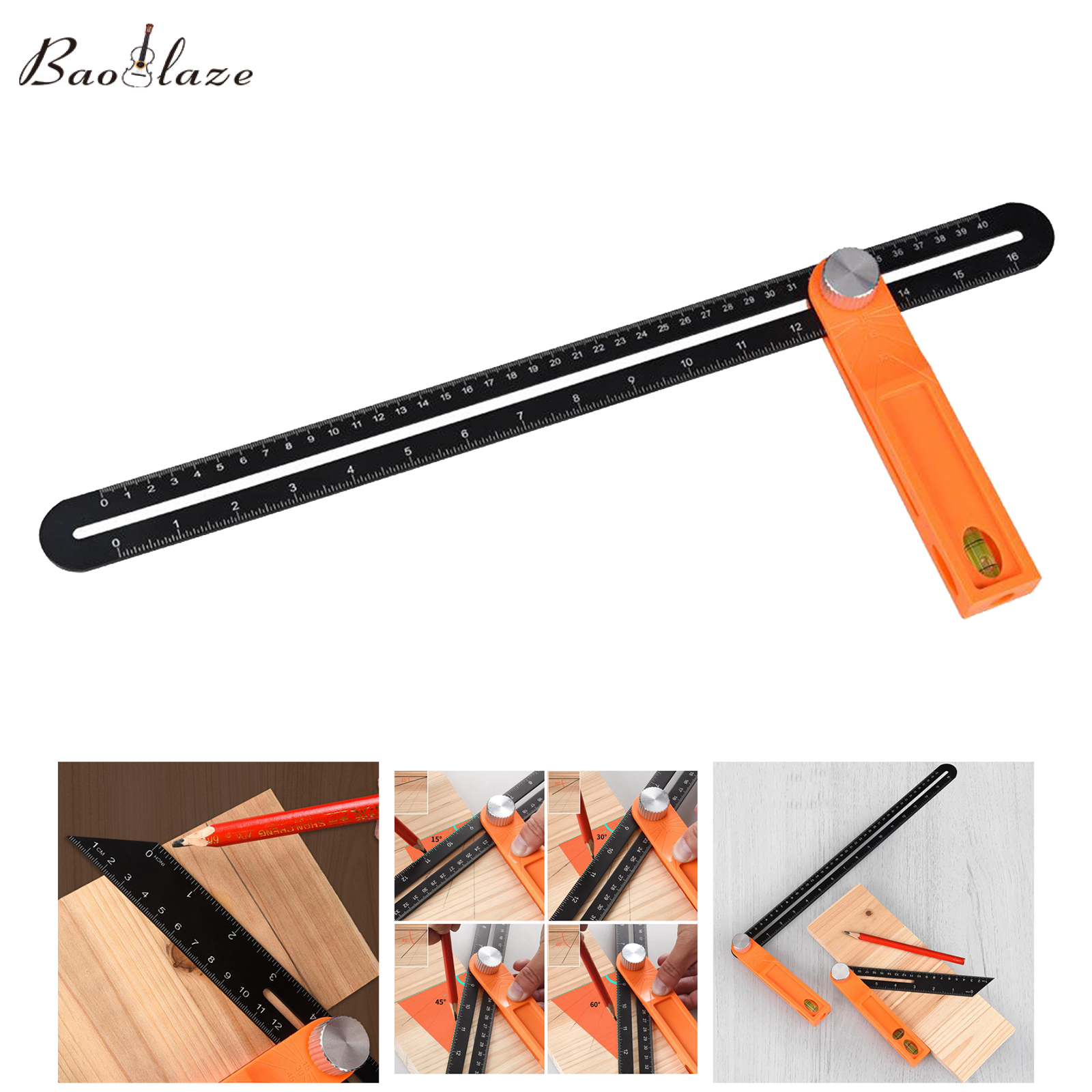 Baoblaze Multifunctional Sliding T-Bevel Gauge Level for Carpenter Architect Engineer
