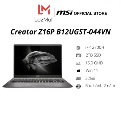 Laptop MSI Creator Z16 B12UGST-044VN (I7-12700H Gen 12 | 32GB DDR5 | SSD 2 TB PCle | VGA RTX 3070Ti 8GB | 16 QHD 165Hz | Win11|Luna Gray ) - Hàng Chính Hãng - Bảo hành 2 năm