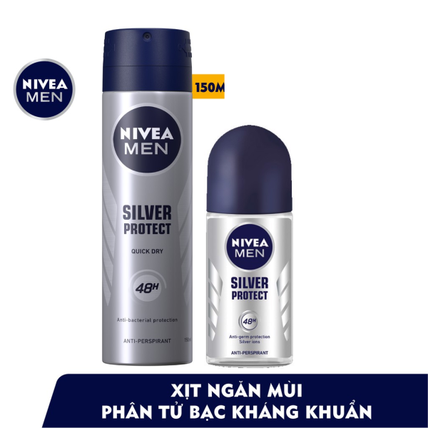 Lăn Khử Mùi Nam Nivea Men Silver Protect 50ml Phân Tử Bạc ngăn mùi 48h