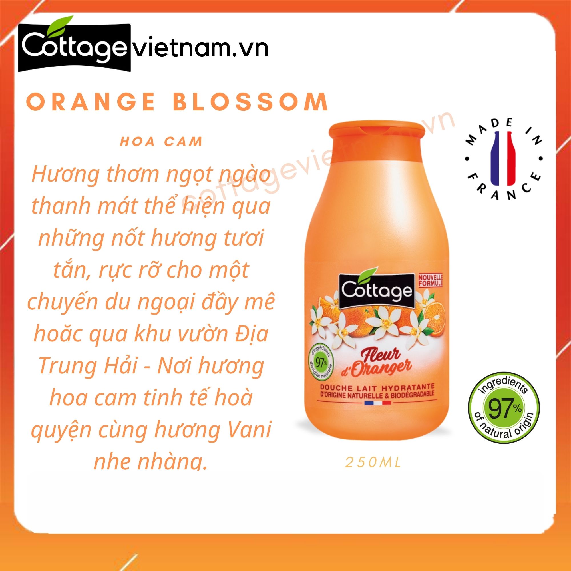 [Chai nhỏ 250ml-Đủ mùi]-Sữa tắm Cottage chính hãng của Pháp