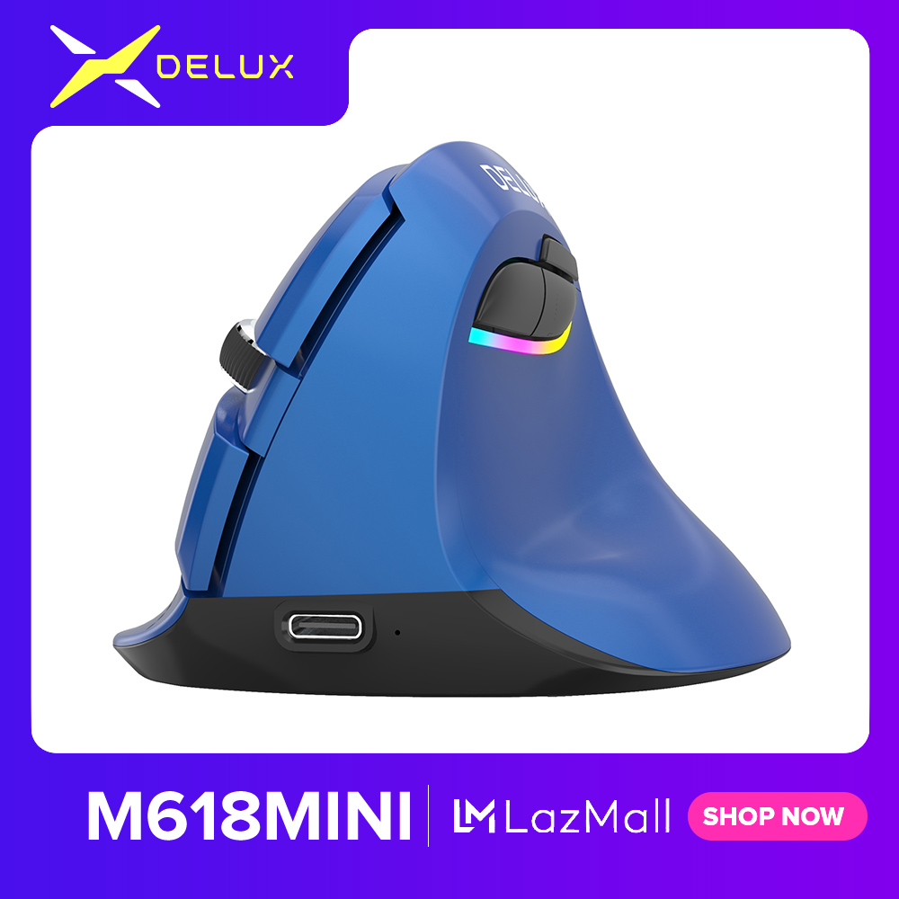 Chuột mini Delux M618 4.0 + 2.4GHz không dây 4 bánh răng DPI RGB cho văn