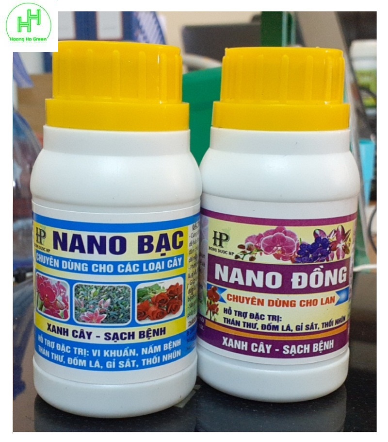 Combo NANO Đồng + NANO Bạc Chuyên Dùng Cho Các Loại Cây, Đặc T rị: Thán Thư, Đốm Lá, Gỉ Sắt, Thối Nhũn, Thể Tích: 100ml/Lọ - Xanh Cây, Sạch Bệnh!