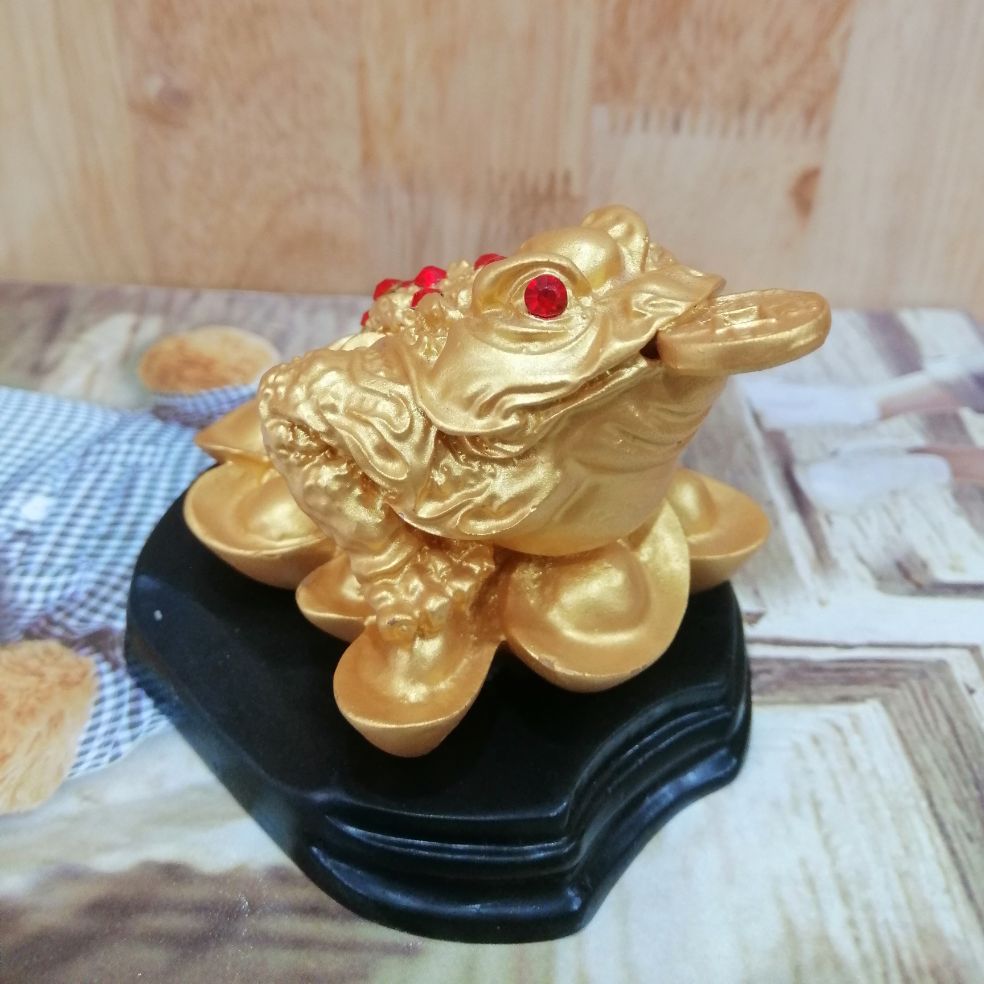 Tượng cóc thiềm thừ ngậm tiền tài lộc size nhỏ có đế cao 7 cm