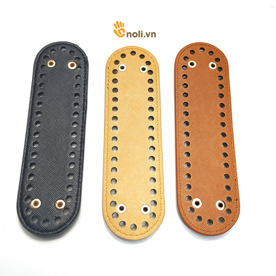 Pre-perforated PU leather oval bag base 18x5cm