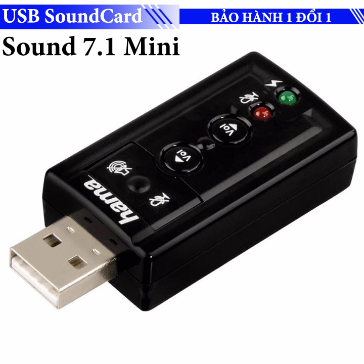 Card âm thanh 3D USB Taiwan 7.1 - Usb sound 3D - chia mic và loa có tăng giảm âm lượng cho máy tính