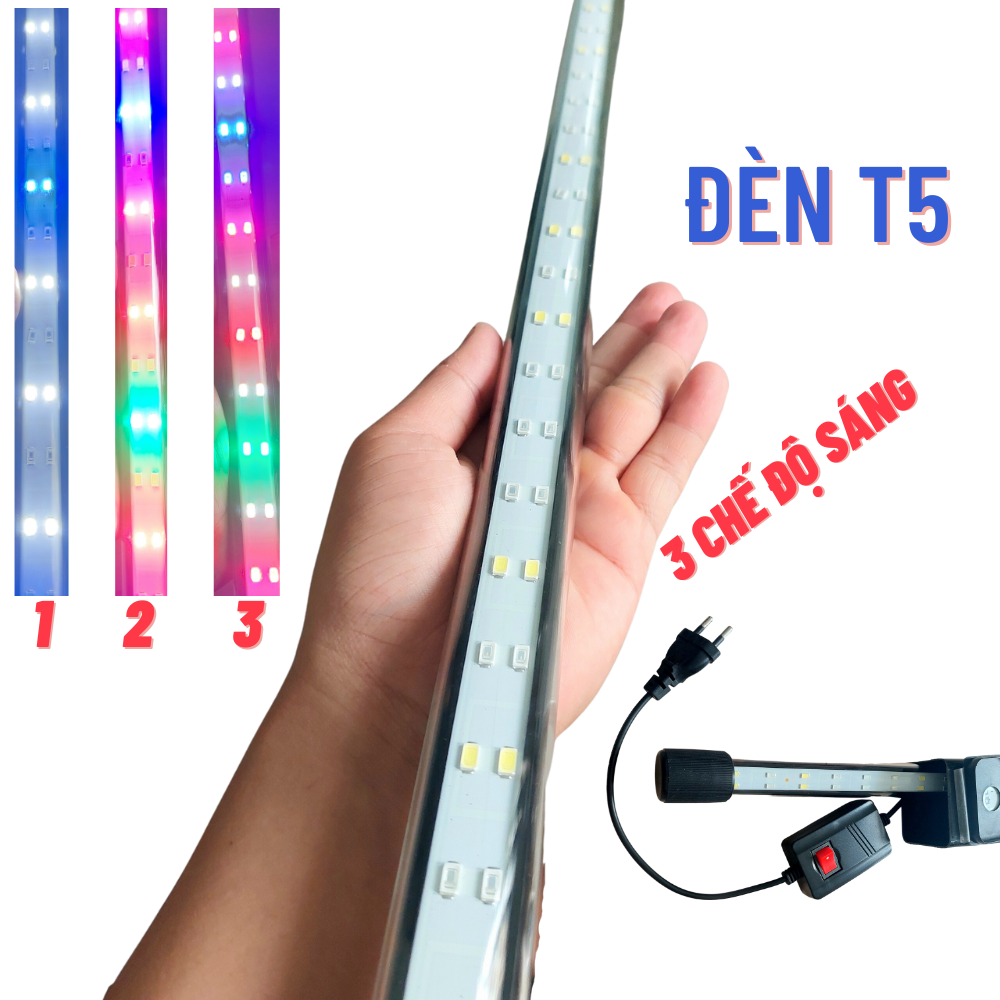 Đèn bể cá 3 CHẾ ĐỘ SÁNG T5 MIX 52cm - 112cm giúp cá lên màu đẹp