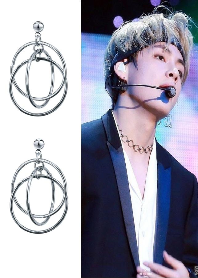 Bông tai khuyên tai mix nhiều vòng tròn V BTS style unisex