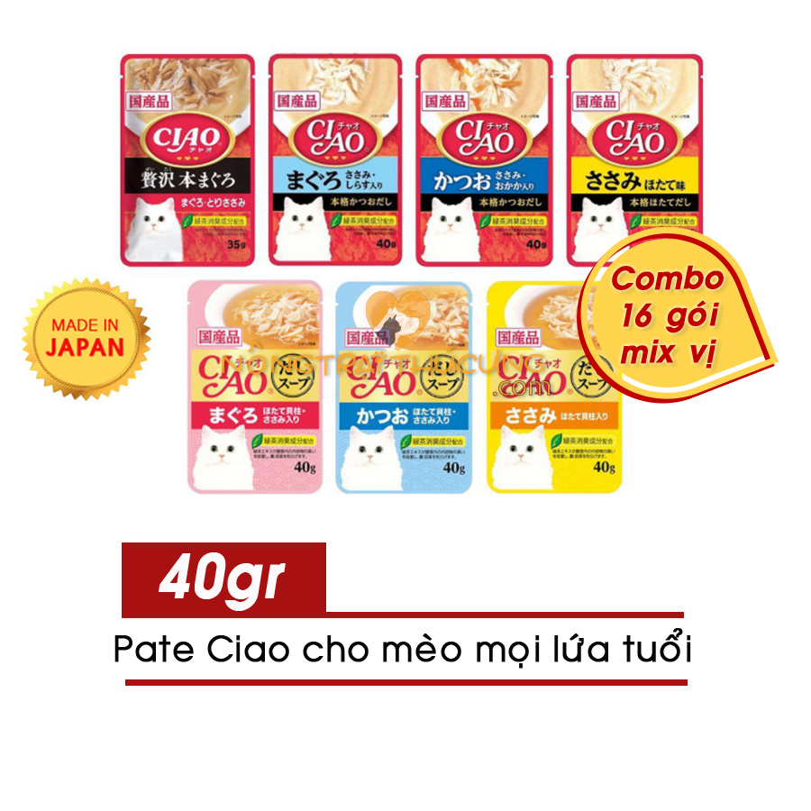 [Combo 16 Gói] Pate Ciao nội địa Nhật gói 40g - Nhập khẩu Thái Lan - [Nông Trại Thú Cưng]