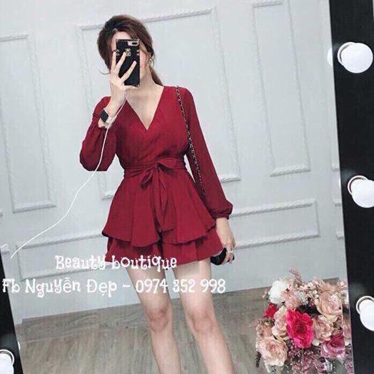 Set áo nơ eo & chân váy xòe fashionlyly