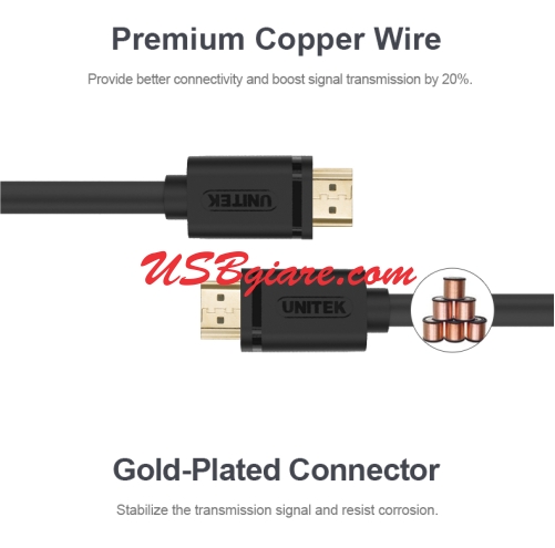 CÁP HDMI 3M (4K 3D) UNITEK Y-C139M