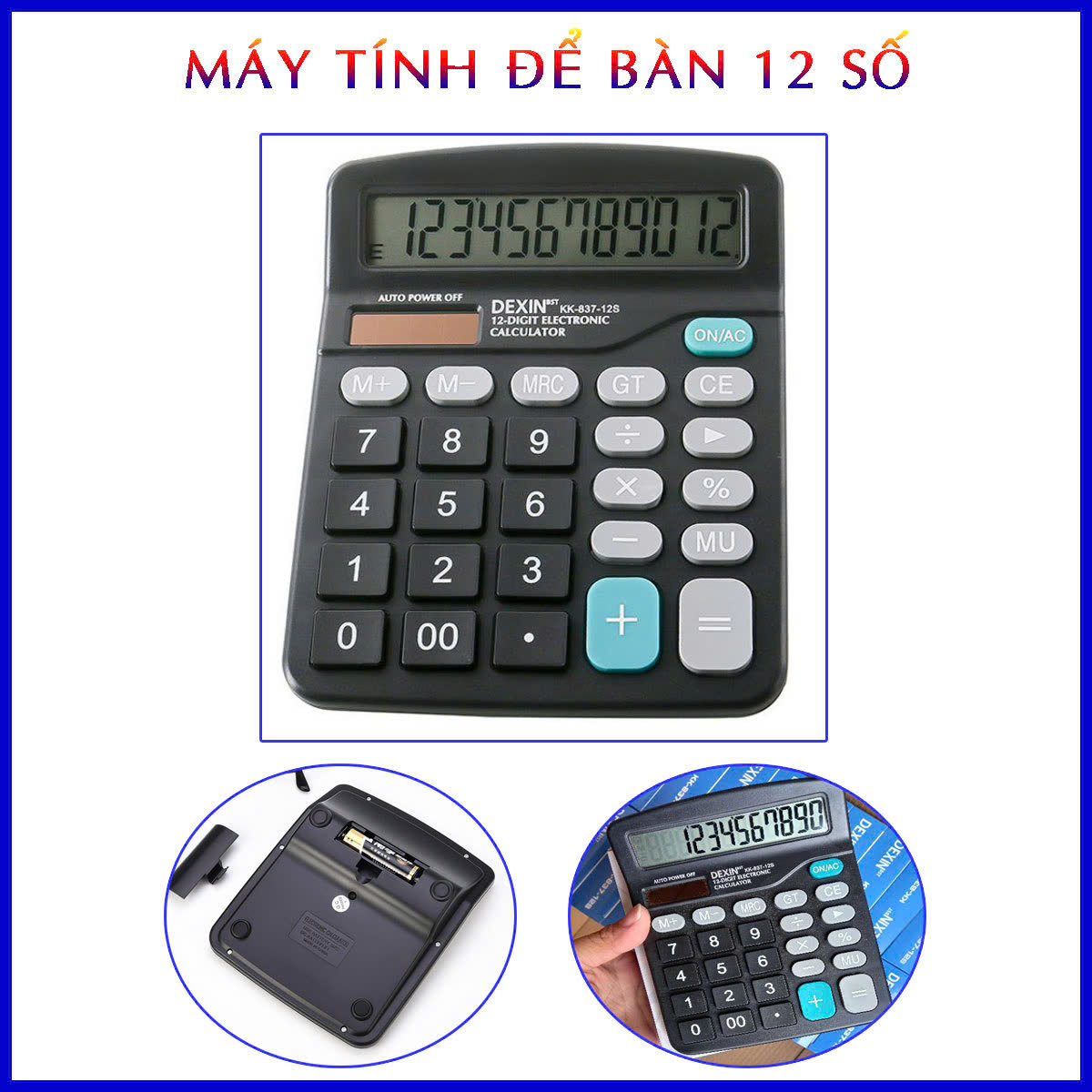Máy Tính Cá Nhân 12 Số Dexin 837-12S Màn Hình Lớn
