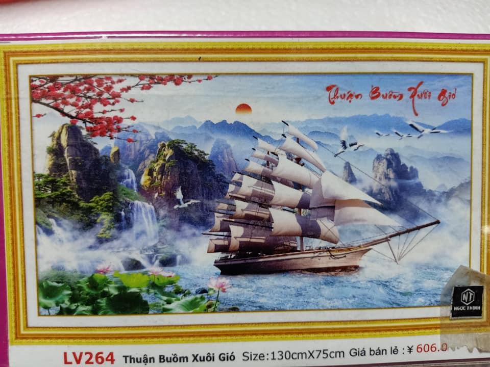 Tranh đính đá Thuận Buồm Xuôi Gió LV264 kích thước 130x75cm. Màu sắc tươi tắn, hạt đá ABC cao cấp.Vải chart in chuẩn 100%, hạt đá chất lượng cao Phụ kiện đầy đủ, in màu chính xác. Không Phải tranh thành phẩm