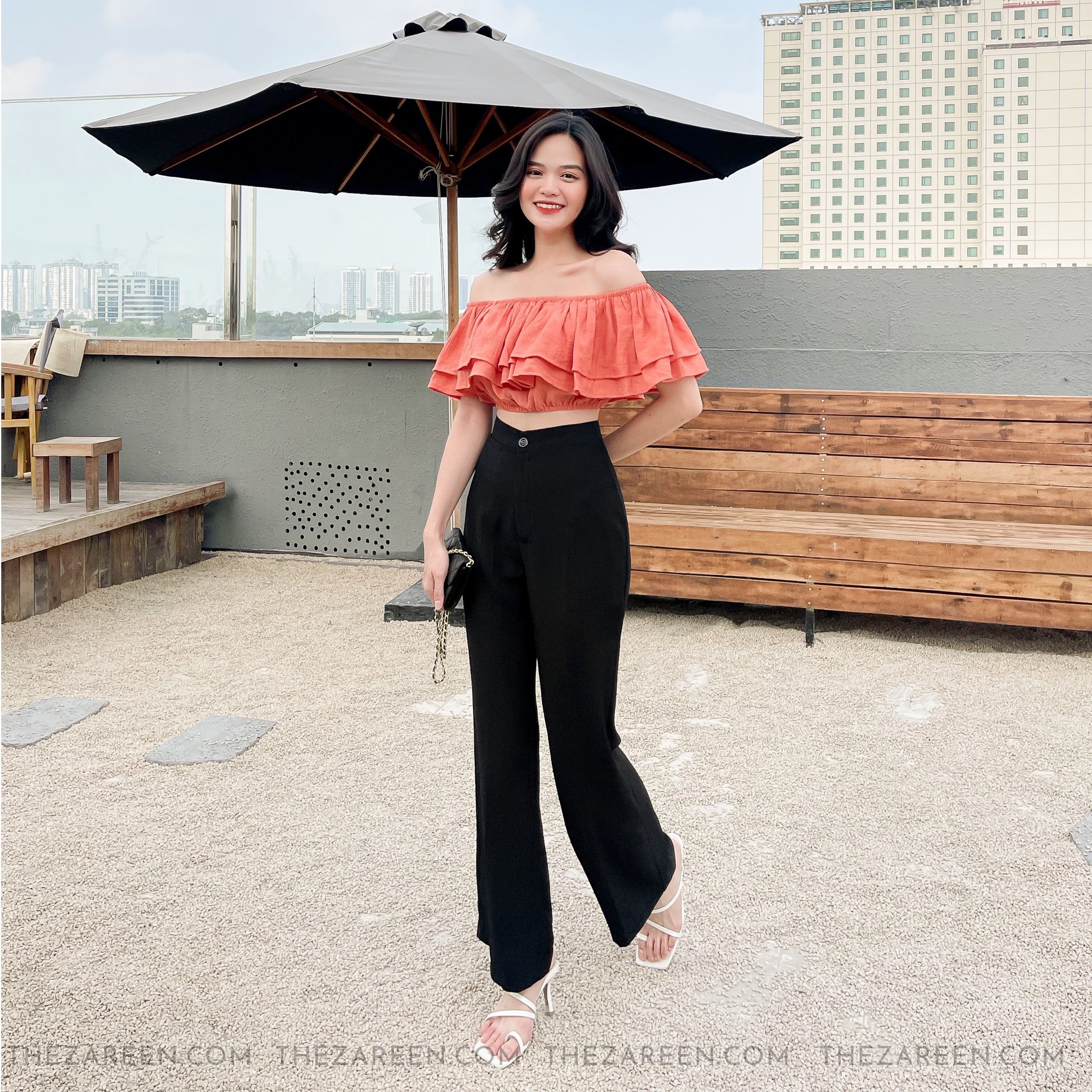 ZAREEN | QUẦN TÂY ỐNG LOE TRS19 ĐEN