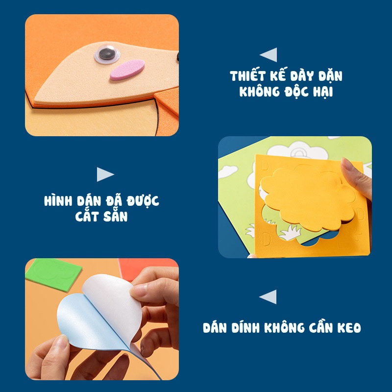 [Chọn mẫu] Tranh dán xốp EVA khổ A4 - Đồ chơi thủ công cho bé