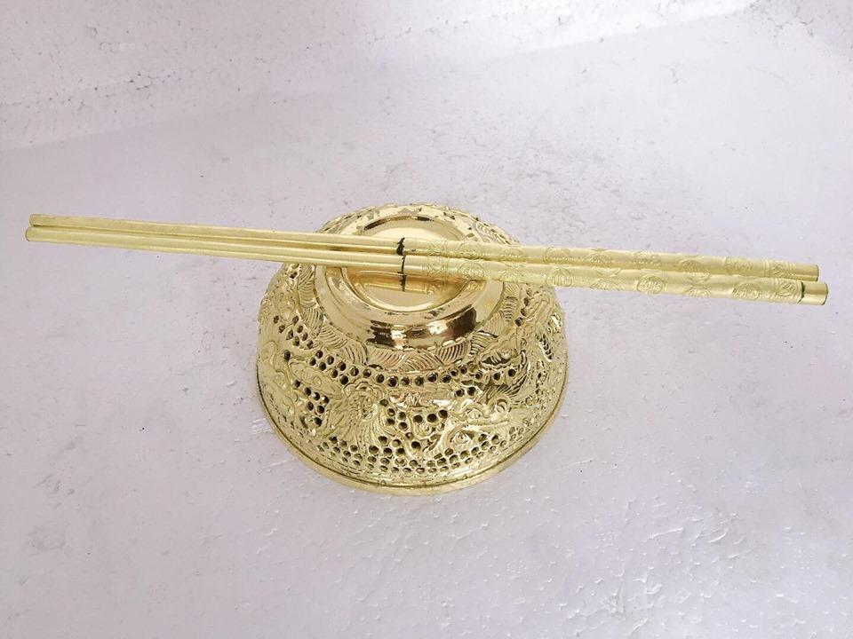bát đũa đồng hàng đẹp đường kính 11,5cm