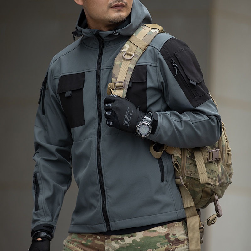 Áo Khoác Chiến Thuật, Áo Khoác Tactical Hai Lớp Lót Nỉ Vải Trượt Nước (007)