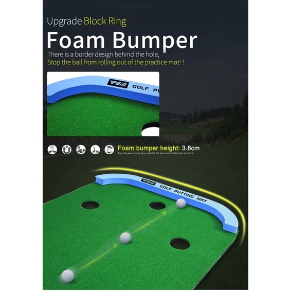 Golf Putting Mat - 3-Hole Putting Practice Mat
