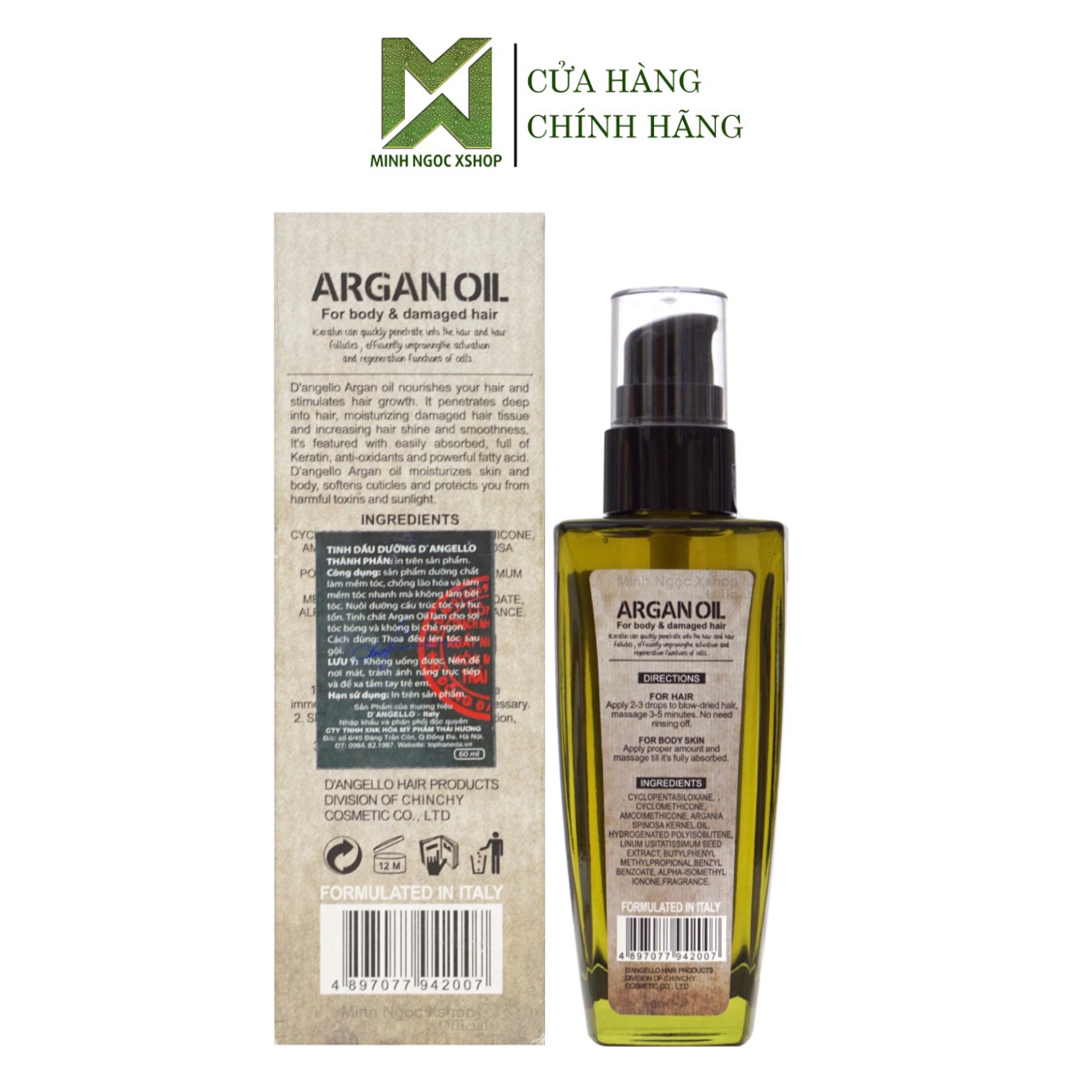 Dầu gội xả, kem ủ tóc, tinh dầu Dangello Keratin 60ML/800ML