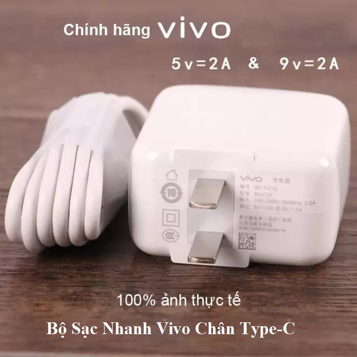 Bộ Sạc Nhanh Vivo 18W Chân Sạc USB Type-C Cho Các Máy Vivo, Sạc Điện Thoại Vivo 9V-2A, Sạc Nhanh Quick Charge