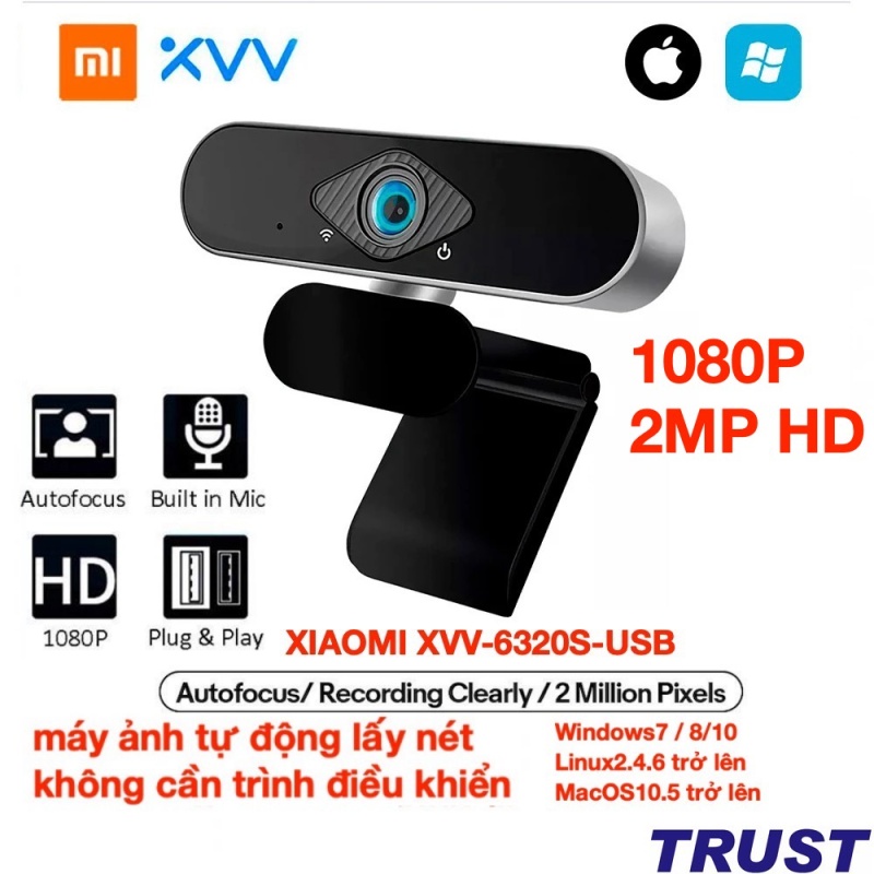 Webcam Xiaomi Xiaovv HD USB -1080P HD & Góc siêu rộng 150°- máy ảnh tự động lấy nét, không cần trình điều khiển