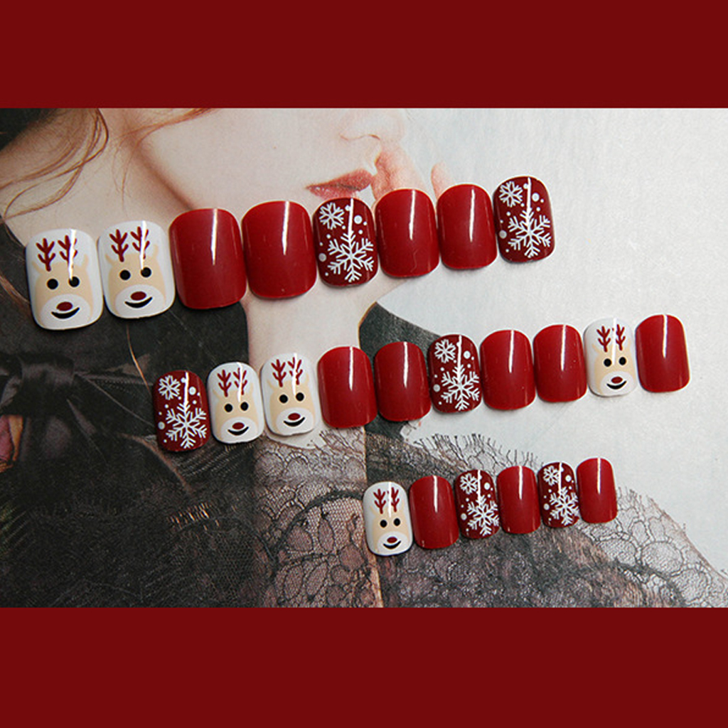 Hộp 24 móng tay giả đón Noel