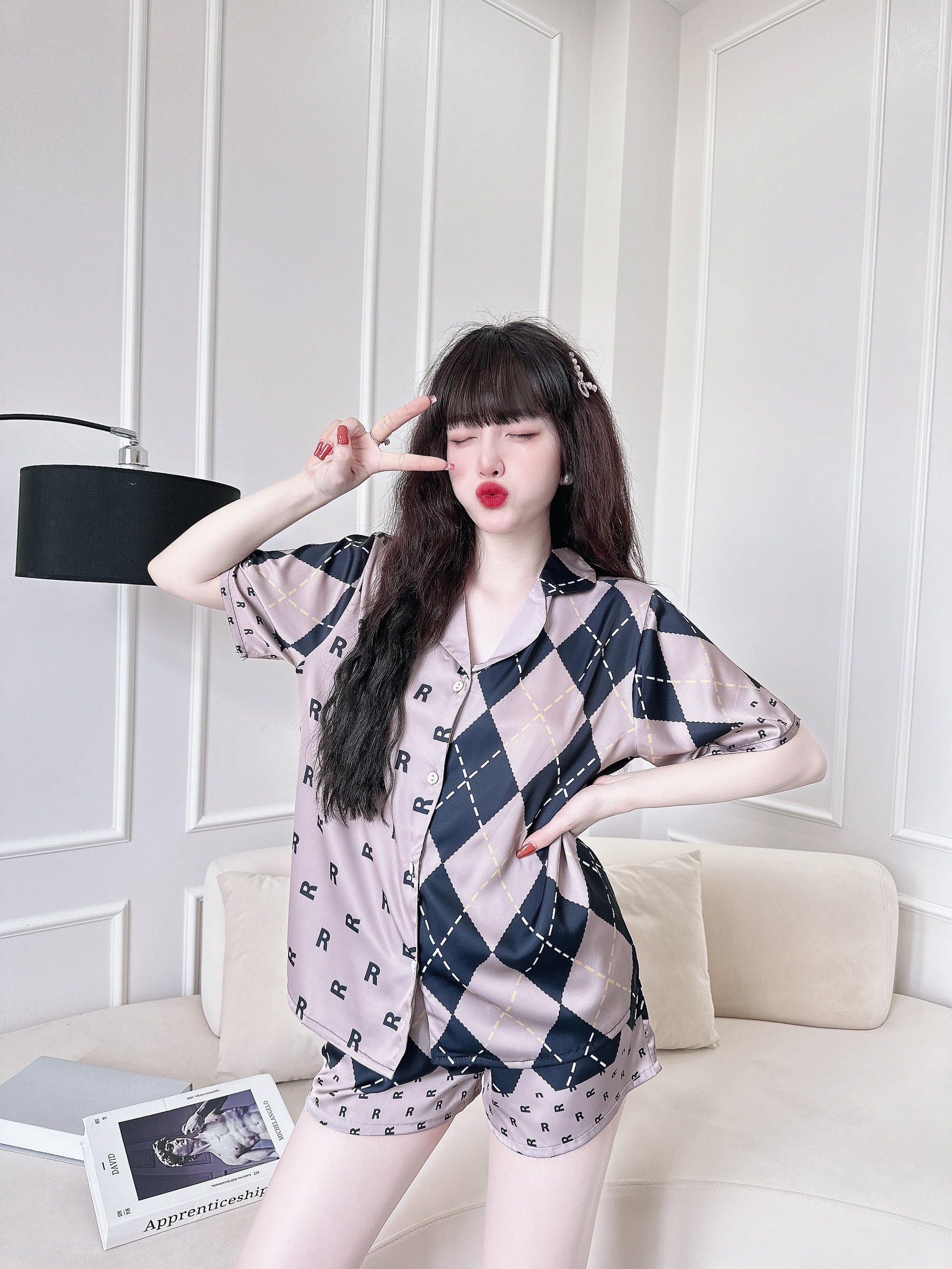 Đồ bộ Lụa mặc nhà họa tiết cao cấp