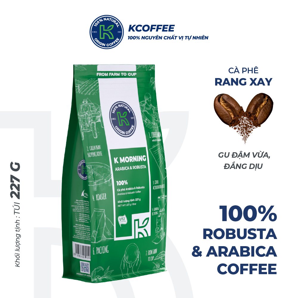 Roasted and Ground Coffee Specialty Pure Filtered Coffee K Coffee K Morning New 227g (Filter Coffee, Traditional Coffee)