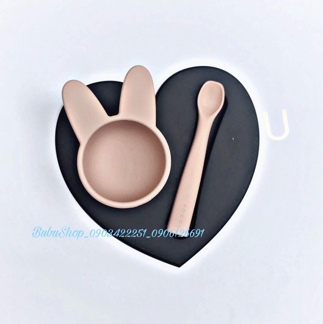 Set bát ăn dặm silicon Rocou Hàn quốc cho bé