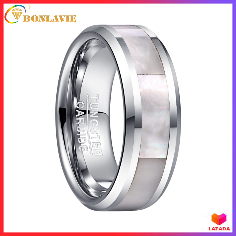 BONLAVIE 8mm Wide 100% Real Tungsten Carbide Ring Men s Wedding Ring Steel