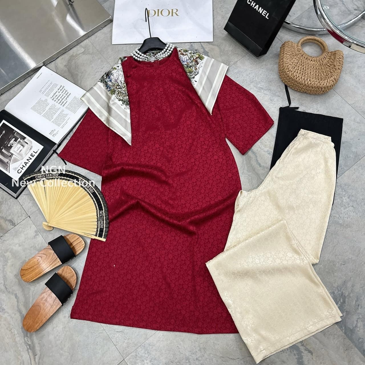 Set áo dài cách tân chất lụa, áo dài tết 2024 - 247storefashion - aodai2247_p10k5