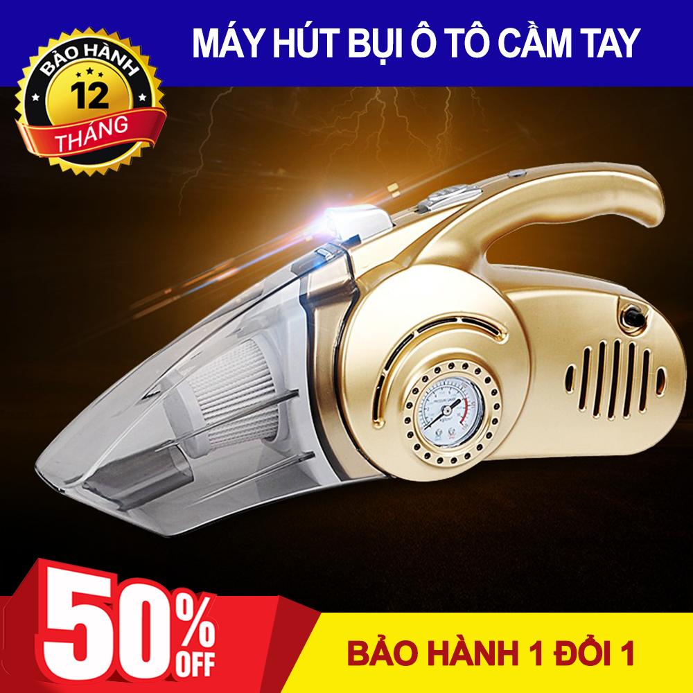 [HCM]Máy hút bụi cầm tay ô tô xe hơi kiêm bơm lốp xe đo áp suất và đèn pin đa năng 4 trong 1