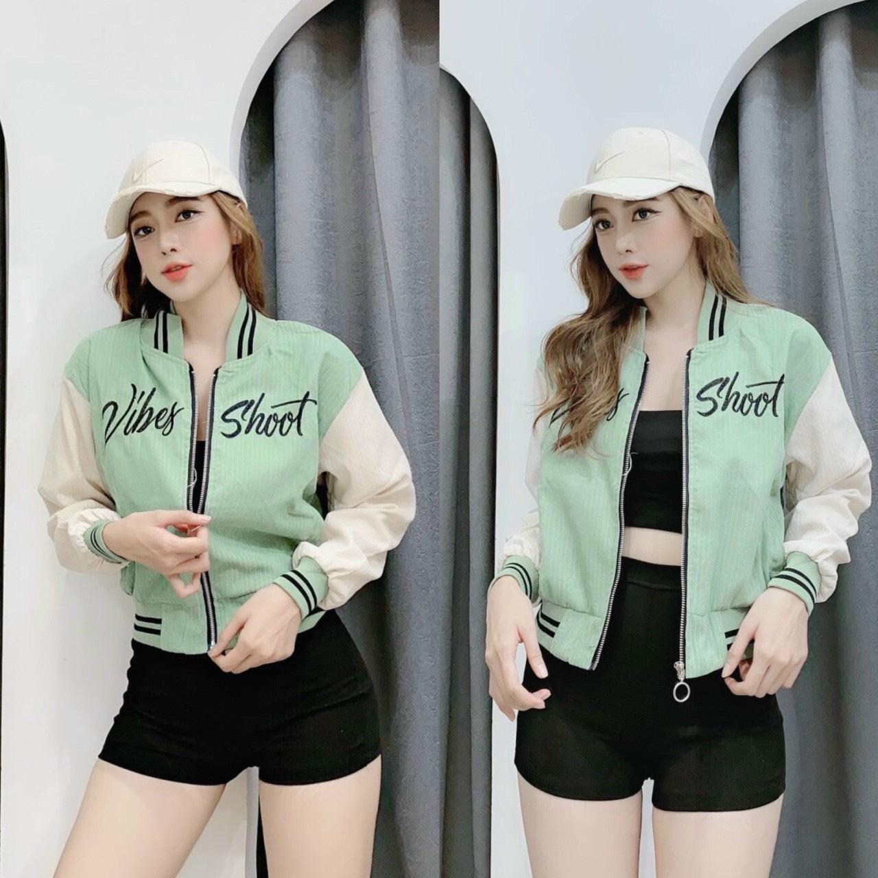 Áo khoác dù nữ với chất liệu 2 lớp lót dù thiết kế phông trơn cá tính năng động