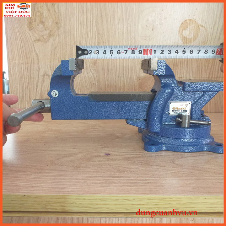 Ê tô kẹp bàn nguội xoay 360 độ asaki ak-667 độ mở 100mm