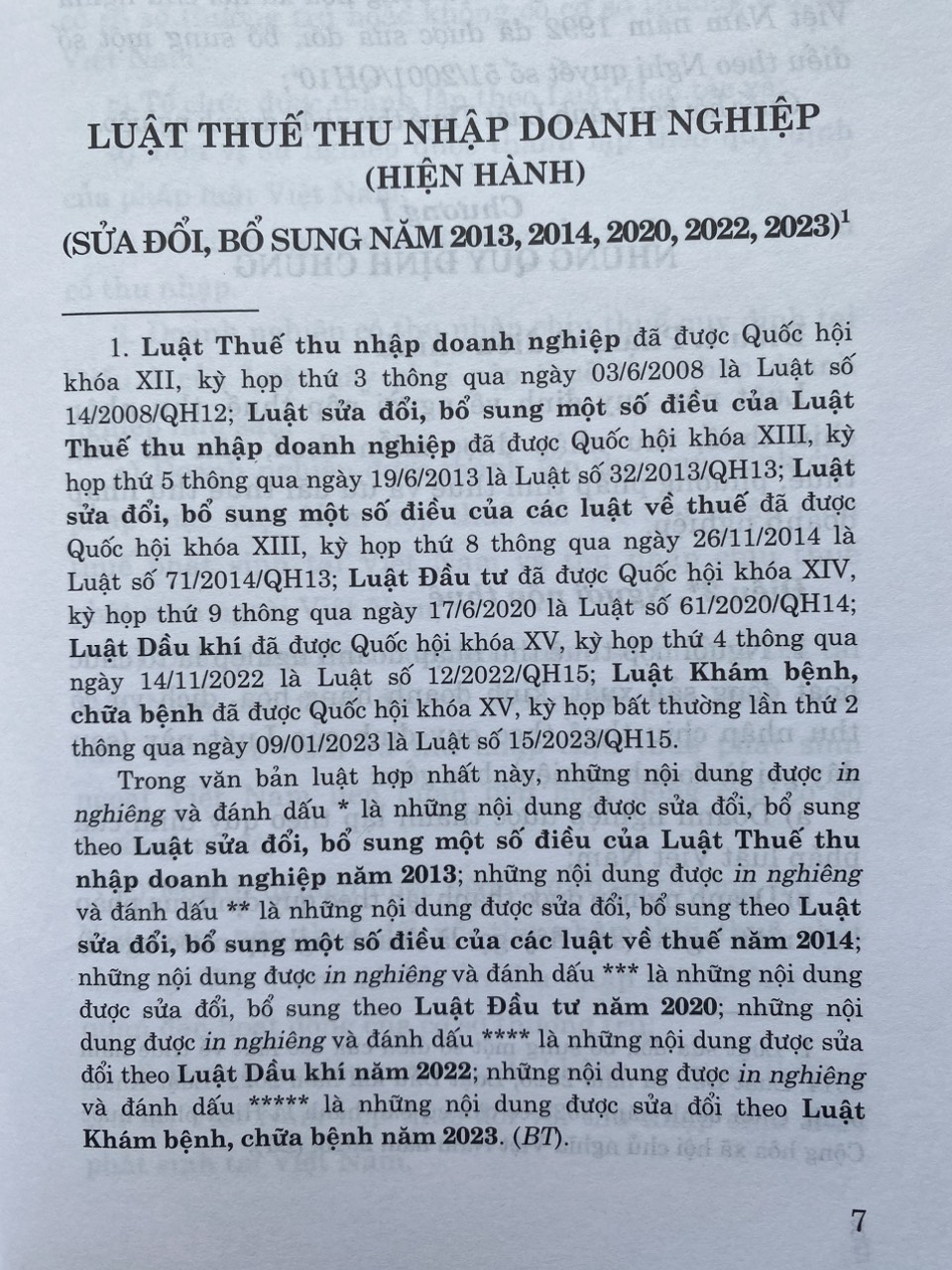Luật Thuế Thu Nhập Doanh Nghiệp (hiện hành) (sửa đổi, bổ sung năm 2013, 2014, 2020, 2022,2023)