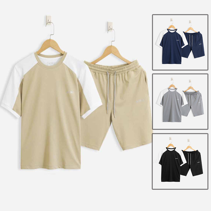 [ Voucher Giảm 50% ] Bộ Quần Áo Nam Áo Raglan Tay Ngắn Cổ Tròn Họa Tiết Chữ Zero Phối Quần Short Đùi Phong Cách Trẻ Trung Chất Thun Mềm Mại Phù Hợp Mặc Nhà XƯỞNG MAY THANH NGA MEN QA 150
