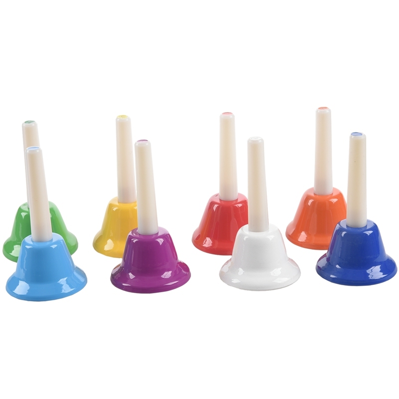 IRIN 8Pcs Handbell 8 Note Diatonic Metal Hand Bells Set Percussion Instrument for Kid Children Musical Instrument Toy