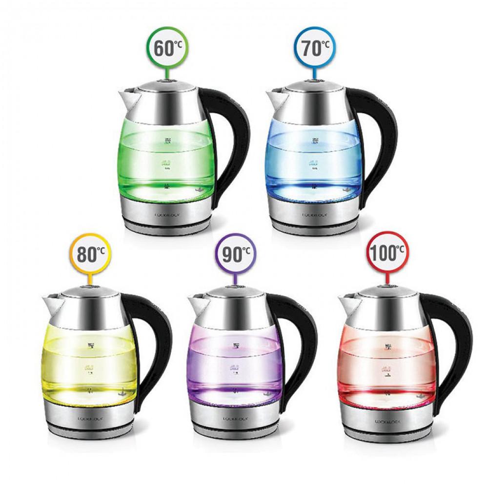 Ấm siêu tốc Lock&Lock 1.8L thuỷ tinh EJK341 nhiệt độ