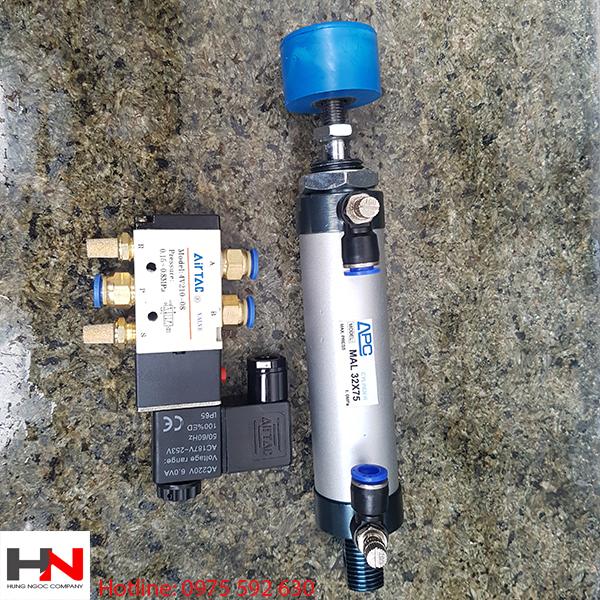 Combo bộ xi lanh và van điện từ kẹp phôi nhôm