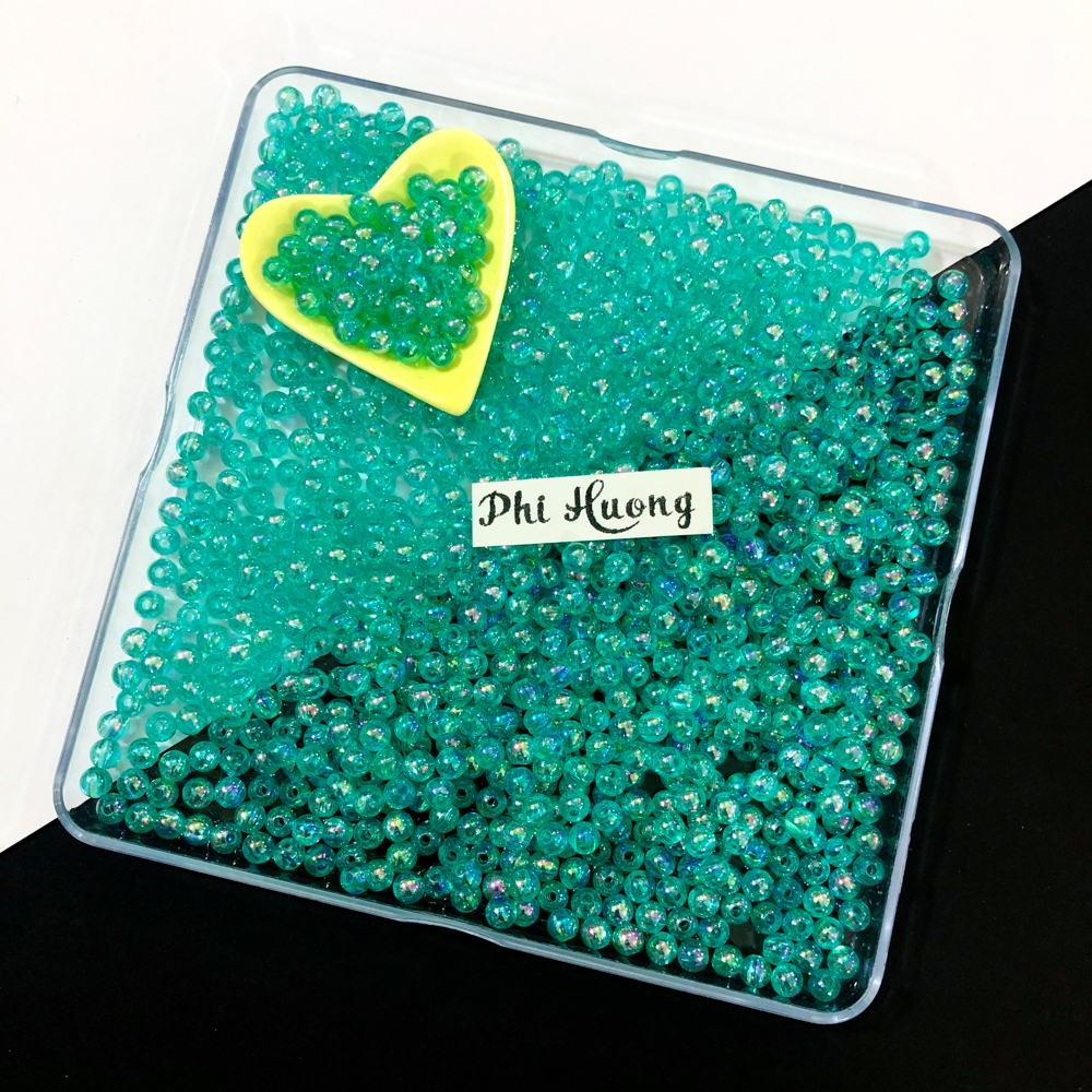 Gói 250 hạt cườm tròn cừ size 4mm nhiều màu xỏ vòng tay handmade