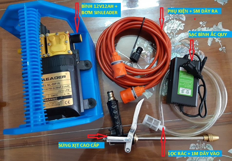 Bình phun thuốc trừ sâu xách tay - bình phun thuốc - 12v 12Ah